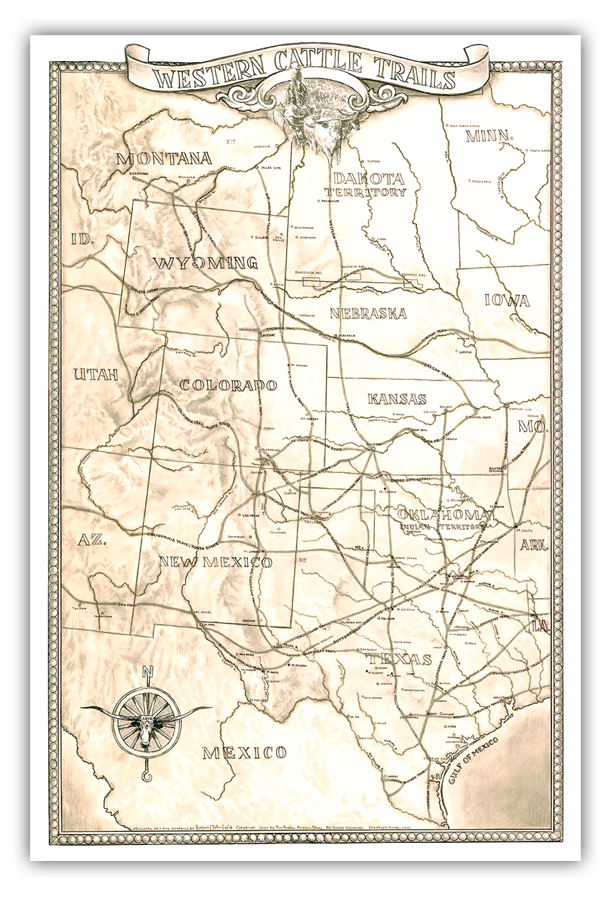 Western Cattle Trails Poster